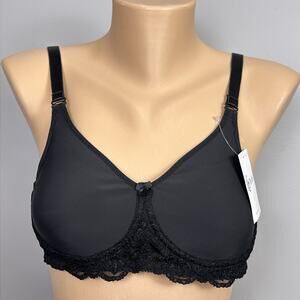 New TruLife Amelia Seamless Wire-Free Bra Size 38A Black 4028 Mastectomy Pockets